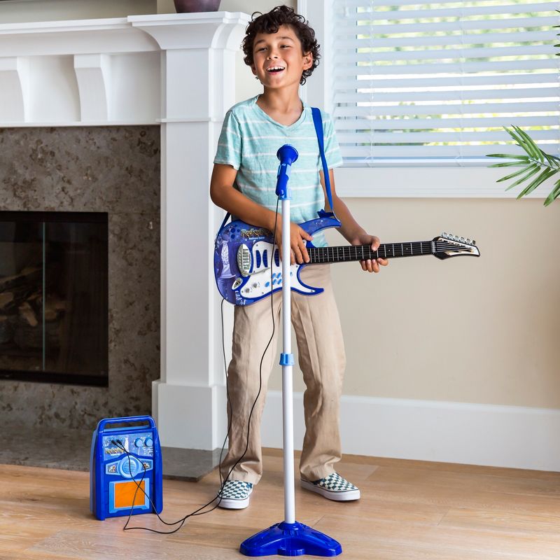 Best Choice Products Kids Electric Musical Guitar Toy Play Set w/ 6 Demo Songs, Whammy Bar, Microphone, Amp, AUX, 2 of 7