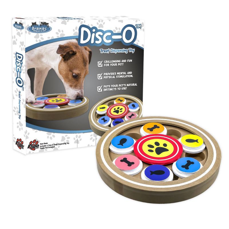 Flipo Brainiac Wooden Disc-O Interactive Treat Dispensing Puzzle Pet Toy, 3 of 4
