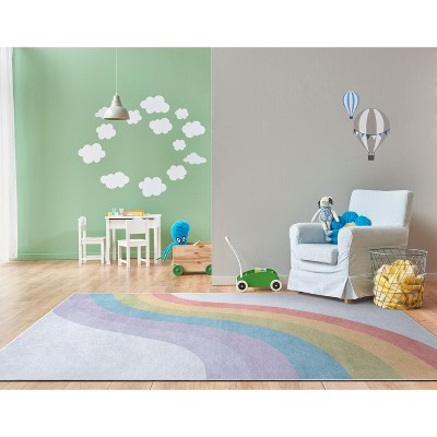 Multicolor Synthetic Flat Woven Reversible Kids Rug, 5' x 7'