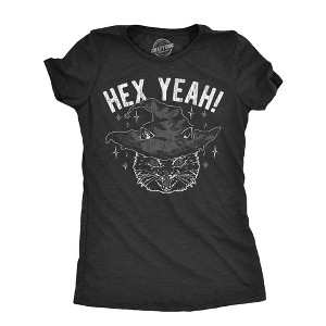 Womens Hex Yeah T Shirt Funny Halloween Witch Black Cat Spell Curse Joke Tee For Ladies - Crazy Dog Women's T Shirt - 1 of 4