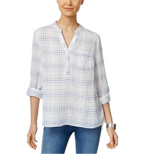 Style & Co. Womens Windowpane Pullover Blouse - 1 of 1