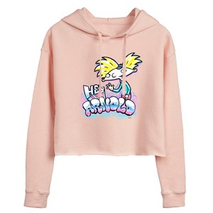 Women's - Hey Arnold! - Airbrush Arnold Cropped Graphic Hoodie - 1 of 3
