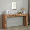 Modern Geometric Wooden Console Table, Handcrafted 3D Design Sofa Table, Wood Table For Living Room-Cuddlewood - 2 of 4