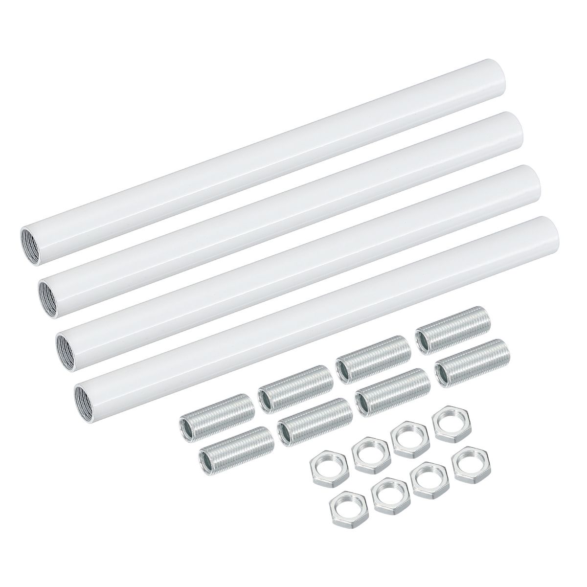 Unique Bargains Indoor Electroplated Iron Threaded Extension Rod Lighting Fixture Downrods White M10 x 5.9" 4 Sets