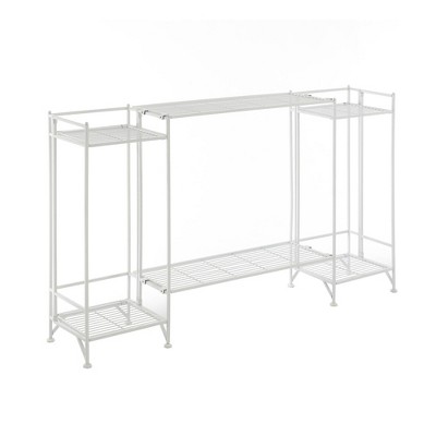 Breighton Home Xtra Storage 2 Tier Tall Folding Metal Shelves with Set of 2 Deluxe Extension Shelves in White