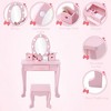 Kids Vanity Set with Mirror - Kids Vanity Table and Chair Set, Girls Makeup Dressing Table with Lights, Wood Makeup Playset, Birthday Gift for Age - 4 of 4