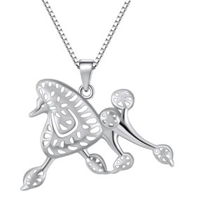 French Poodle Dog Pendant Necklace Sterling Silver Women Ginger Lyne Collection - 1 of 4