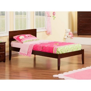 AFI Furnishings Orlando Twin Extra Long Platform Bed with Open Footboard and Turbo Charger in Walnut - 1 of 4