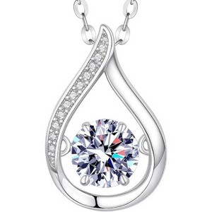 Moissanite Necklace for Women, 1 Carat Teardrop Pendant with 925 Sterling Silver Necklace, Anniversary Christmas Valentines for Mother Wife - 1 of 4