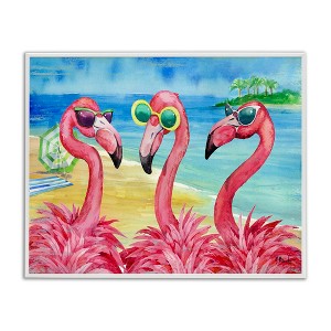 Stupell Industries Flamingo Girlfriends Tropical Coast Black Framed Giclee Art - 1 of 4