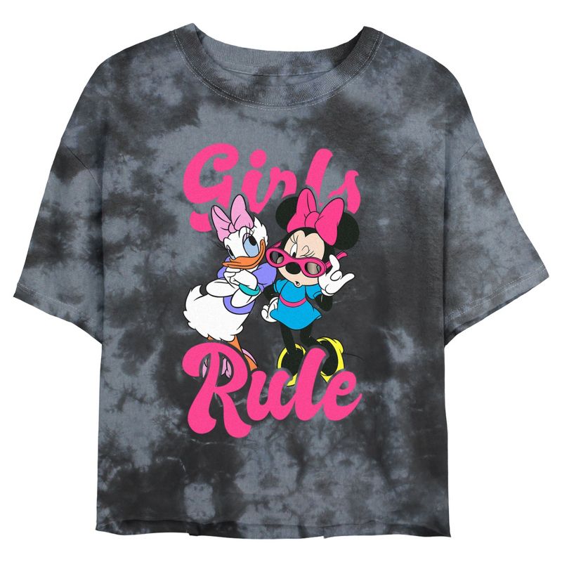 Junior's Women Mickey & Friends Retro Daisy and Minnie Girls Rule T-Shirt, 1 of 5