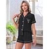 INSPIRE CHIC Women's 2 Pcs Heart Print Cute Short Sleeve Button Downs Shirt with Shorts Lounge Pajama Sets - 2 of 4