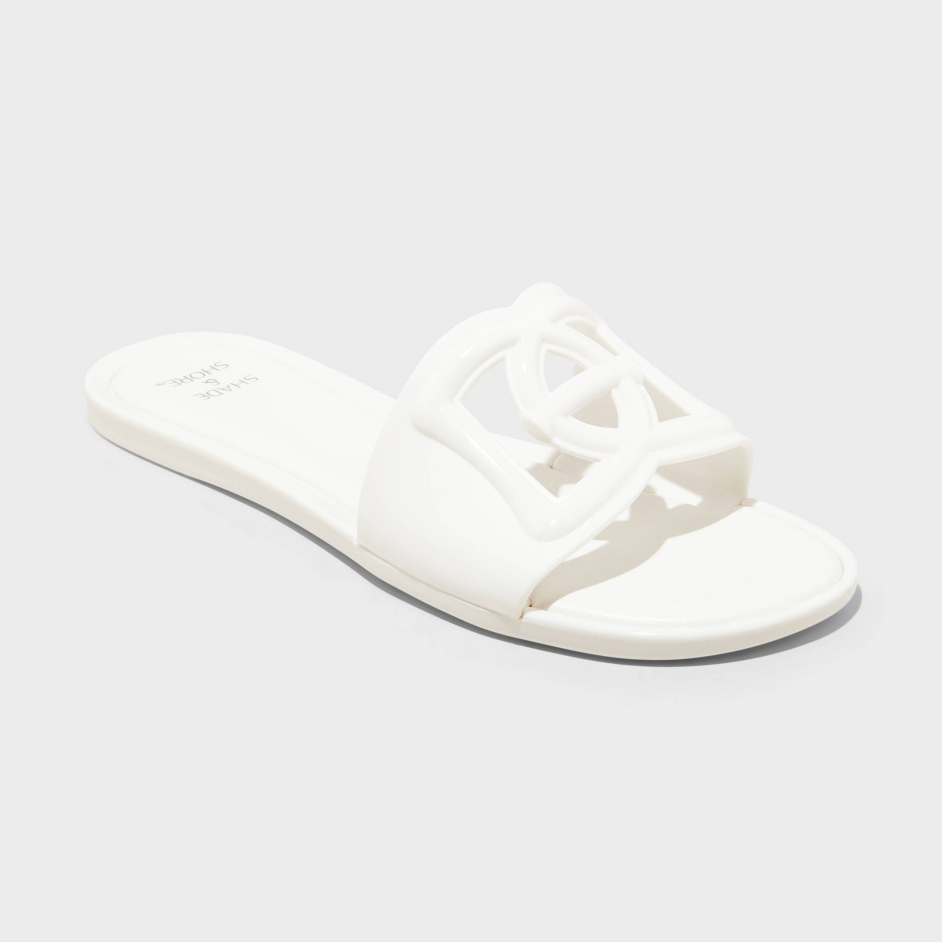 Women's Dove Cut Out Slide Sandals - Shade & Shore™ White 10: Slip On, Open Toe, Textured Sole