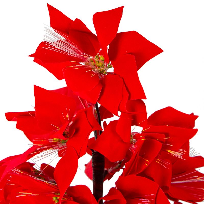Northlight 4' Prelit Artificial Christmas Tree Fiber Optic Color Changing Red Poinsettia, 5 of 6