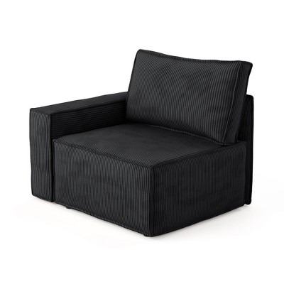 XIZZI Modular Corduroy Sectional Sofa: 5 Sold-Separately Units (Corner, Arms, Ottoman) | Black/Camel | Standard/Large Cushion Options | DIY Friendly