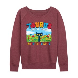Women's - Pete the Cat - Taurus Lightweight French Terry Wide Neck Long Sleeve Shirt - 1 of 4