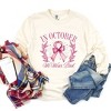 Simply Sage Market Women's Coquette In October We Wear Pink Long Sleeve Garment Dyed Tee - 3 of 4