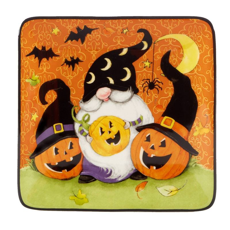 Set of 4 Halloween Gnomes Square Canape Dining Plates - Certified International, 3 of 7
