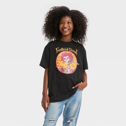 Girls' Short Sleeve 'Grateful Dead' Oversized Graphic T-Shirt - art class™  Black XS