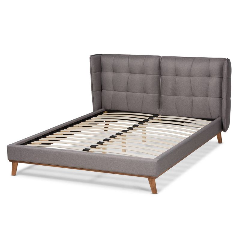 Gretchen Fabric Upholstered Wood Platform Wingback Bed - Baxton Studio, 4 of 10