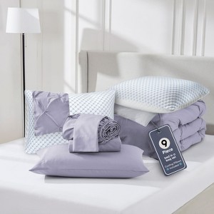 Nestl Comforter Set, 9 Piece Pinch Pleated Bedding Set, Bed in a Bag, All season Bed Set with Cooling Pillows - 1 of 4