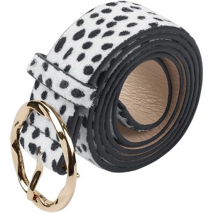 INSPIRE CHIC Women's Wide Fashion Snake Leopard Decorated Irregular Round Buckle Belt - 1 of 4