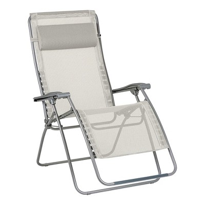 Lafuma R-Clip Batyline Iso Relaxation Patio and Poolside Zero Gravity Outdoor Foldable Lounge Recliner with Removable Canvas, Seigle