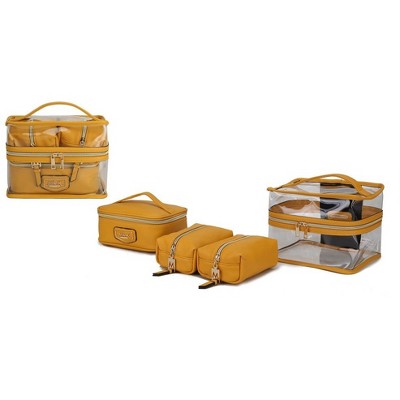 MKF Collection Emma Handbag Cosmetic Clear Case set by Mia K- 4 pieces