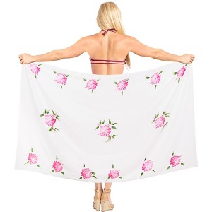 LA LEELA Women's Sarong Wrap Cover up Swimwear Wraps One Size Taffy Floral - 1 of 4