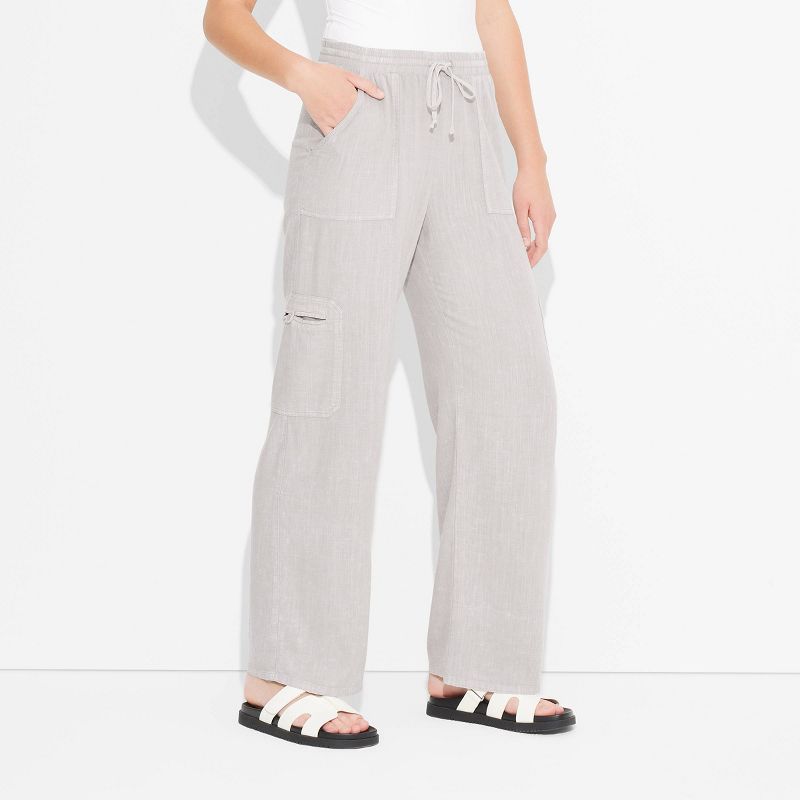 Women's Mid-Rise Wide Leg Vacation Cargo Pants - Wild Fable™, 3 of 7