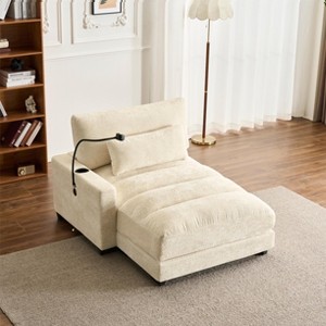 Beige Chenille Reclining Single-Sided Armrest Sofa With Bracket Ultra-Comfortable Single Recliner Sofa For Living Room - 1 of 4