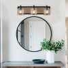 GreenEver 23'' Farmhouse Vanity Light, 3-Light Bathroom Sconce with Clear Glass Shades, Black Wood Grain Finish, Modern Industrial Design - 4 of 4