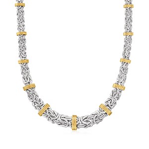 Ross-Simons Graduated Byzantine Necklace in Sterling Silver and 14kt Yellow Gold - 1 of 4
