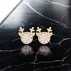 Slickblue Festive Reindeer Earrings – Clear CZ, Holiday-Themed Jewelry in Goldtone/Rose Gold/Silver for Women - 2 of 3