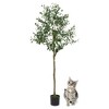 Artificial Olive Tree, 5Ft Tall Faux Olive Tree with Black Planter, Lifelike Fruits, Faux Floor Plants Indoor for Home Office Decor - 2 of 4