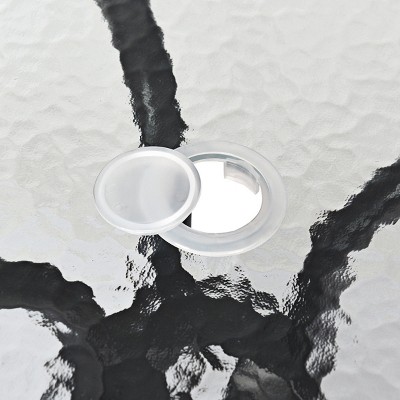 32'' Black Outdoor Patio Table with Tempered Glass Top