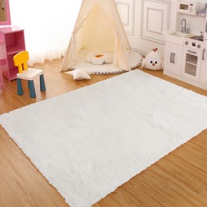 Fluffy Shaggy Rug: Tie-Dyed Furry Non-Shedding Plush Rug – Fuzzy Accent Carpet for Living Room, Bedroom | Soft Feet-Friendly Home Decor Floor Cover - 1 of 4