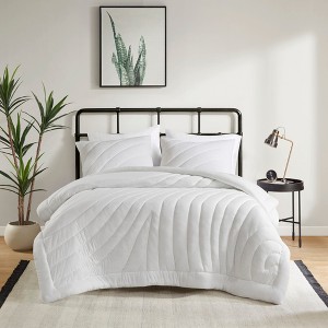 Stylish Overfilled Puffy Quilting Jersey Comforter Set,All Season Lightweight Bedding Set,Cozy Home Textile fits Modern Bedroom Decor,Matching Shams - 1 of 4