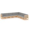 vidaXL Patio Furniture Set 8 Piece Outdoor Sectional Sofa Solid Wood Pine - Natural With Cushion - 2 of 4