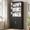Fredees White Tall Bookcase with Doors & Shelves, Farmhouse Bookcase with LED Lights & Storage Cabinet for Bedroom and Living Room - 3 of 4