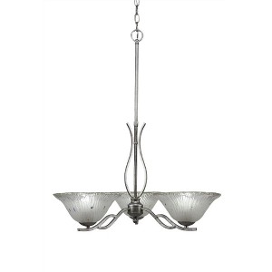 Toltec Lighting Revo 3 - Light Chandelier in  Aged Silver with 10" Frosted Crystal  Shade - 1 of 1