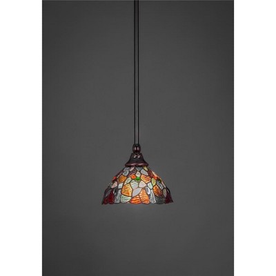 Toltec Lighting Any 1 - Light Pendant in  Black Copper with 7" Blue Mosaic Art Glass Shade