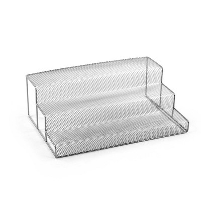 Design Ideas 3 Tier Spice Step Rack – Kitchen and Pantry Storage Organizer – Silver, 12” x 8.3” x 4”