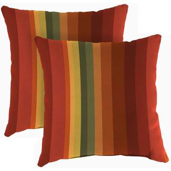 Outdoor Set of 2 Accessory Toss Pillows - Orange/Red Stripe - Jordan Manufacturing