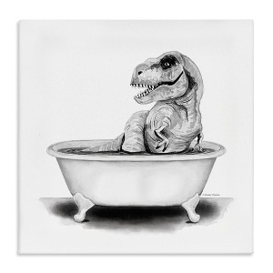 Stupell Industries Funny T-Rex Bathtub Washroom, 17" x 17" - 1 of 4