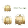 LuxenHome 3-Piece Pre-Lit White Crackle Gift Box Set with Timer White, Gold - 2 of 4