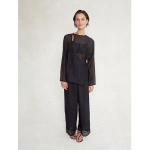 Women's Drawstring Pant with Hand Crochet Trim - CHAN LUU - 1 of 2