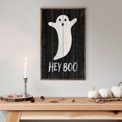Kendrick Home Hey Boo Ghost Wall Art Black