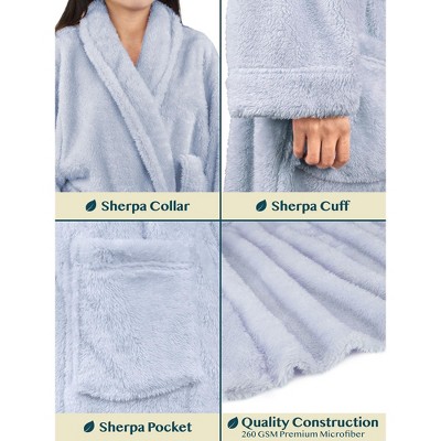 Dusty Blue XL/2XL Plush Fleece Sherpa Bathrobe