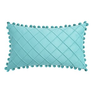 REGALWOVEN Geometry Velvet Couch Throw Pillow Covers with Pom-poms for Farmhouse Home Decor 1 Pc - 1 of 4